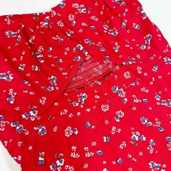 Express Dress Womens XL Red Floral skater Keyhole dainty Mini flowy sleeveless - Picture 2 of 11